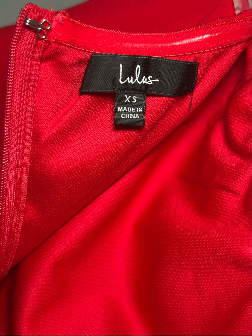 Lulu's Strapless Red Ruffle-Hem Mini Dress - Picture 3 of 3